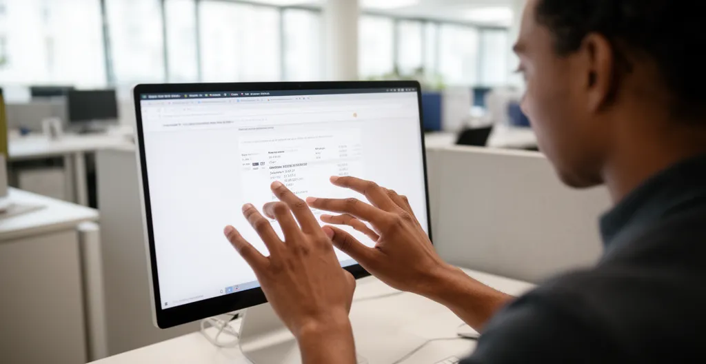 Personne vérifiant les paramètres de facturation Google Ads sur écran